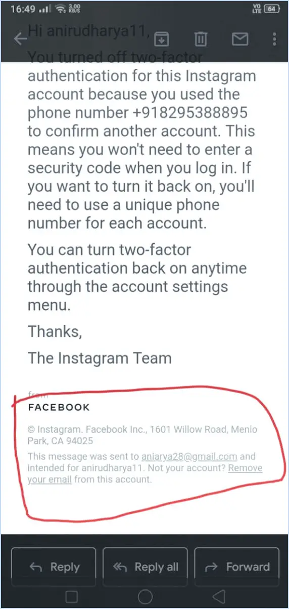 Comment supprimer l'email d'instagram sans login?