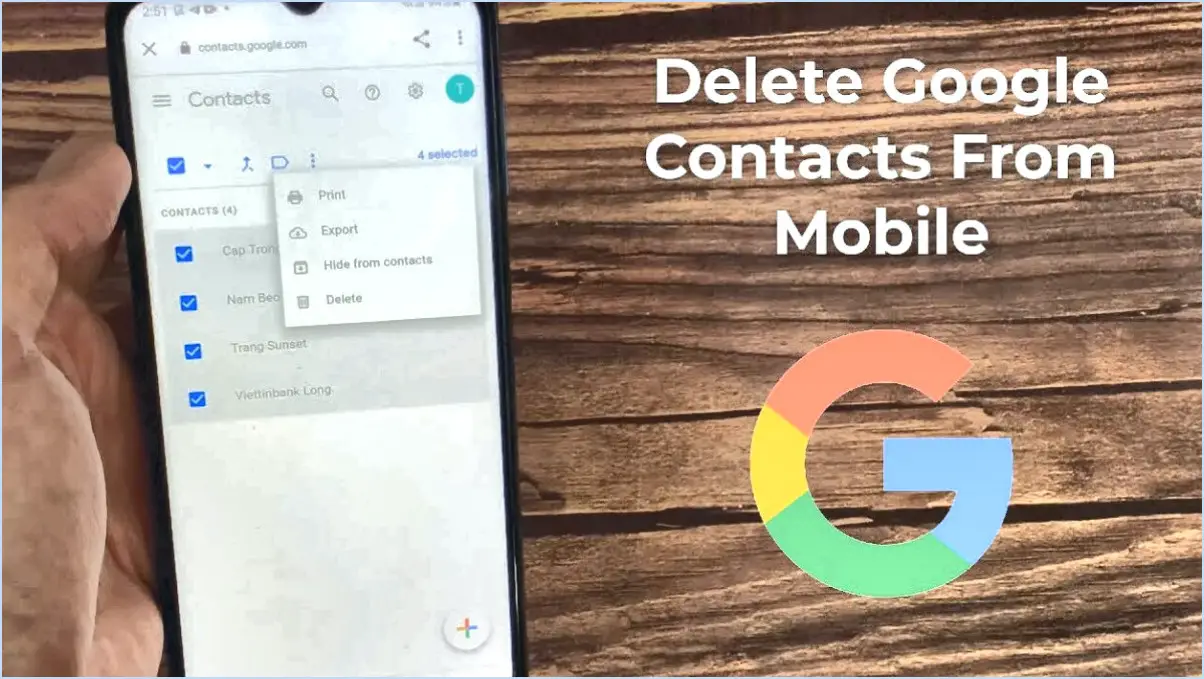 Comment supprimer les contacts mobiles de gmail?