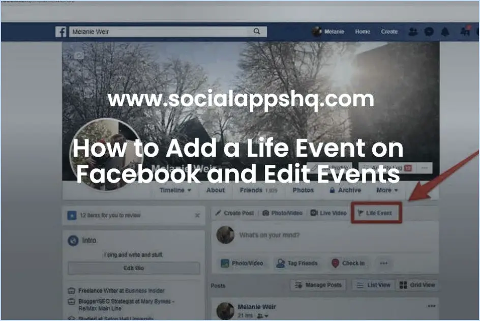 Comment supprimer les événements de la vie sur facebook?