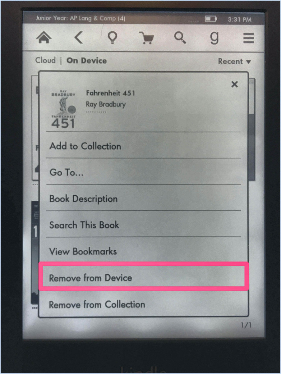 Comment supprimer un livre de mon appareil Kindle?