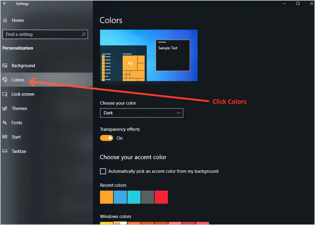 Définir l'arrière-plan de l'écran de démarrage comme couleur de la bordure de la fenêtre et de la barre des tâches?