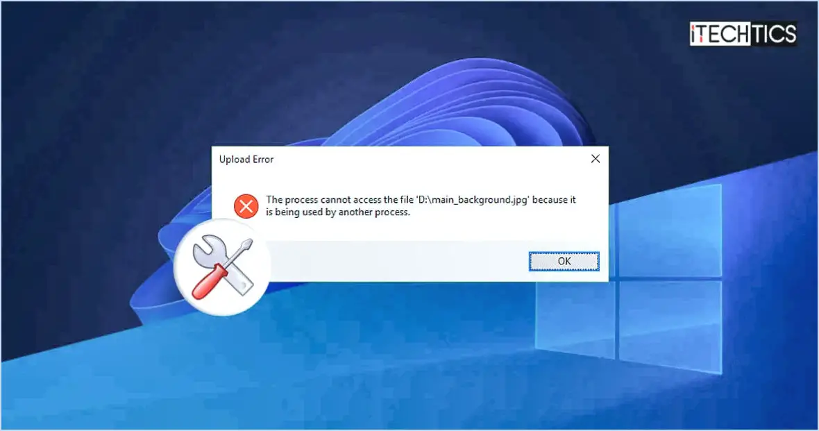 Fixer le processus ne peut pas accéder au fichier parce qu'il est utilisé par un autre processus windows 10?