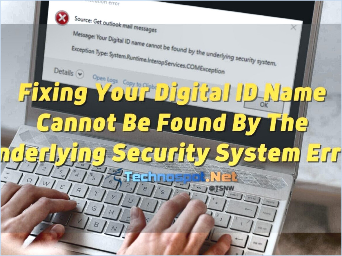 Outlook : Votre nom d'identification numérique est introuvable?