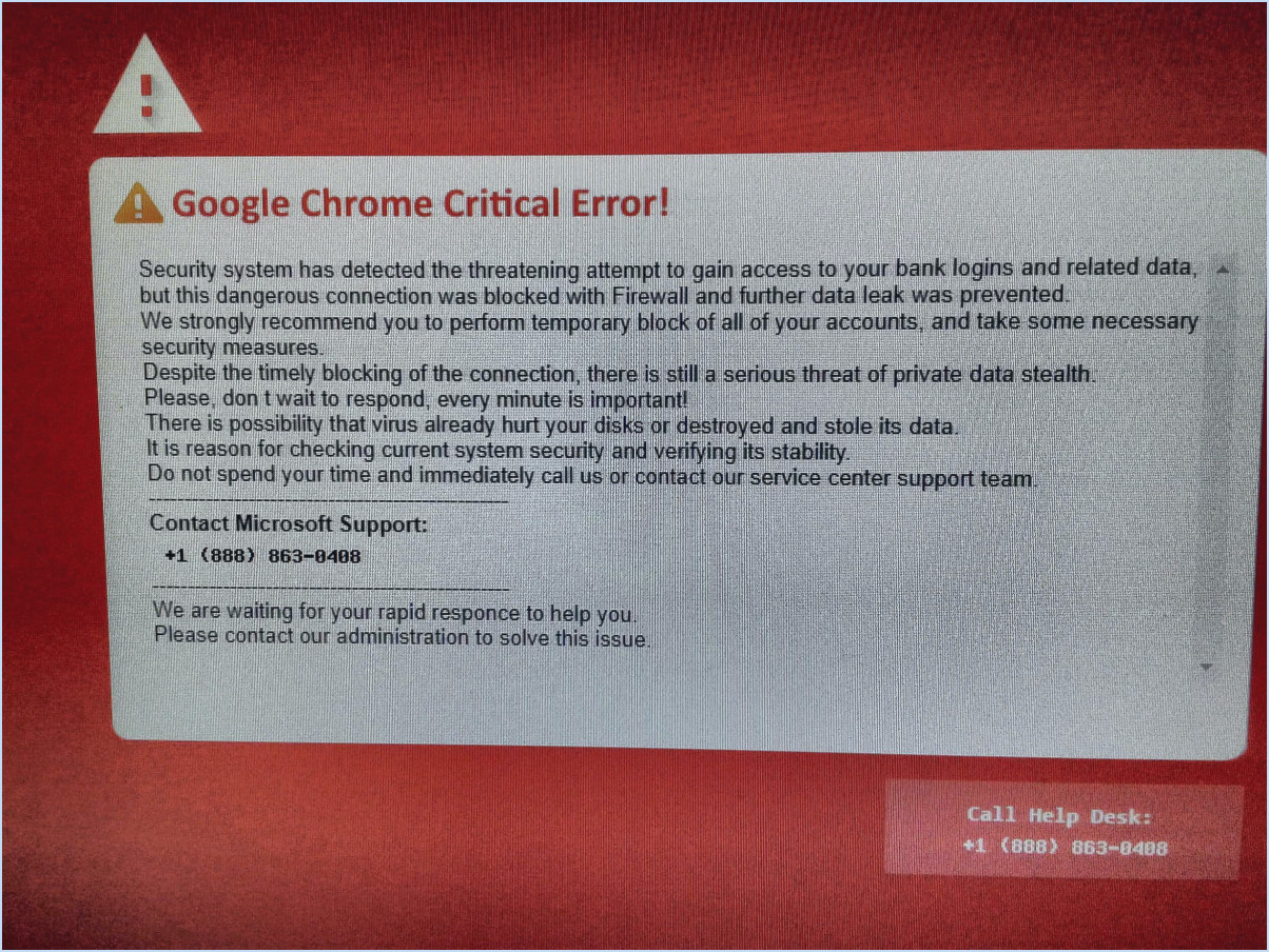 Réparer l'écran rouge de l'erreur critique de Google Chrome?