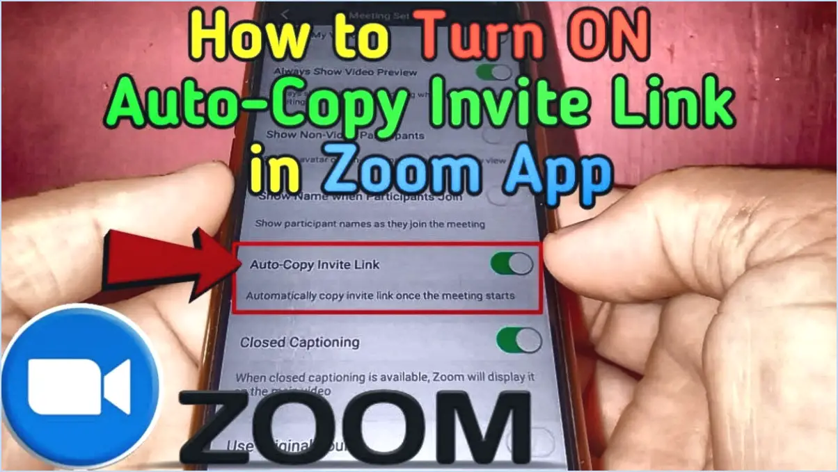 Zoom : Comment copier automatiquement un lien d'invitation au début d'une réunion?