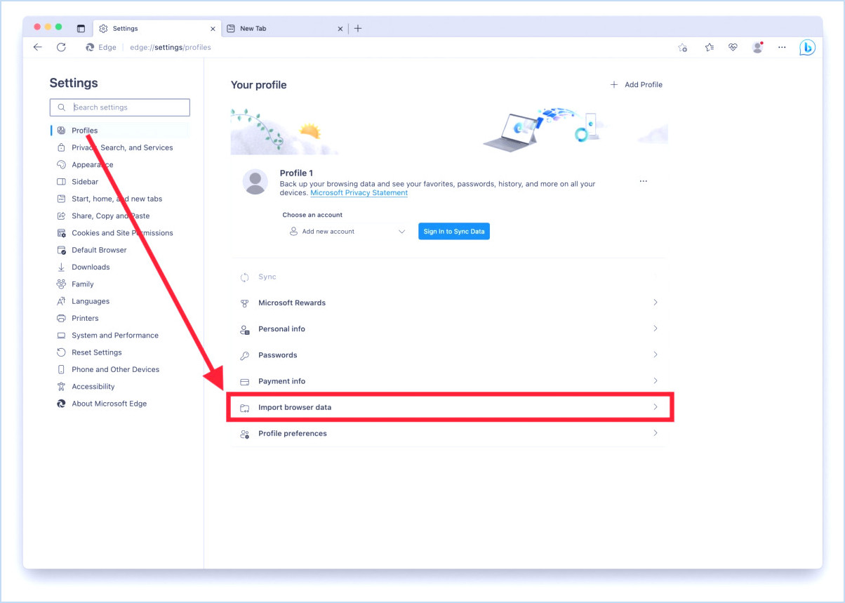Comment importer des données de navigateur Chrome dans Microsoft Edge