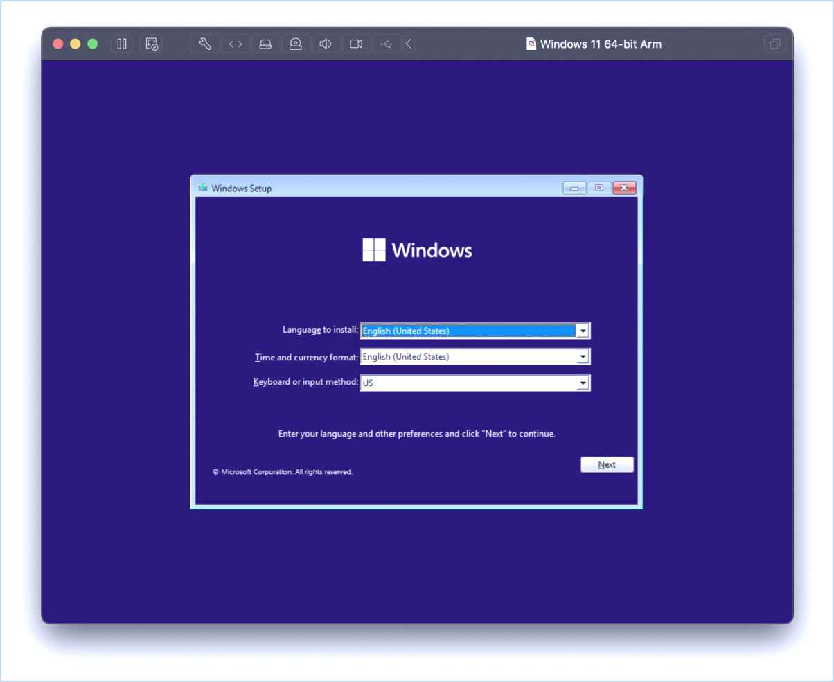 Commencer à installer Windows 11