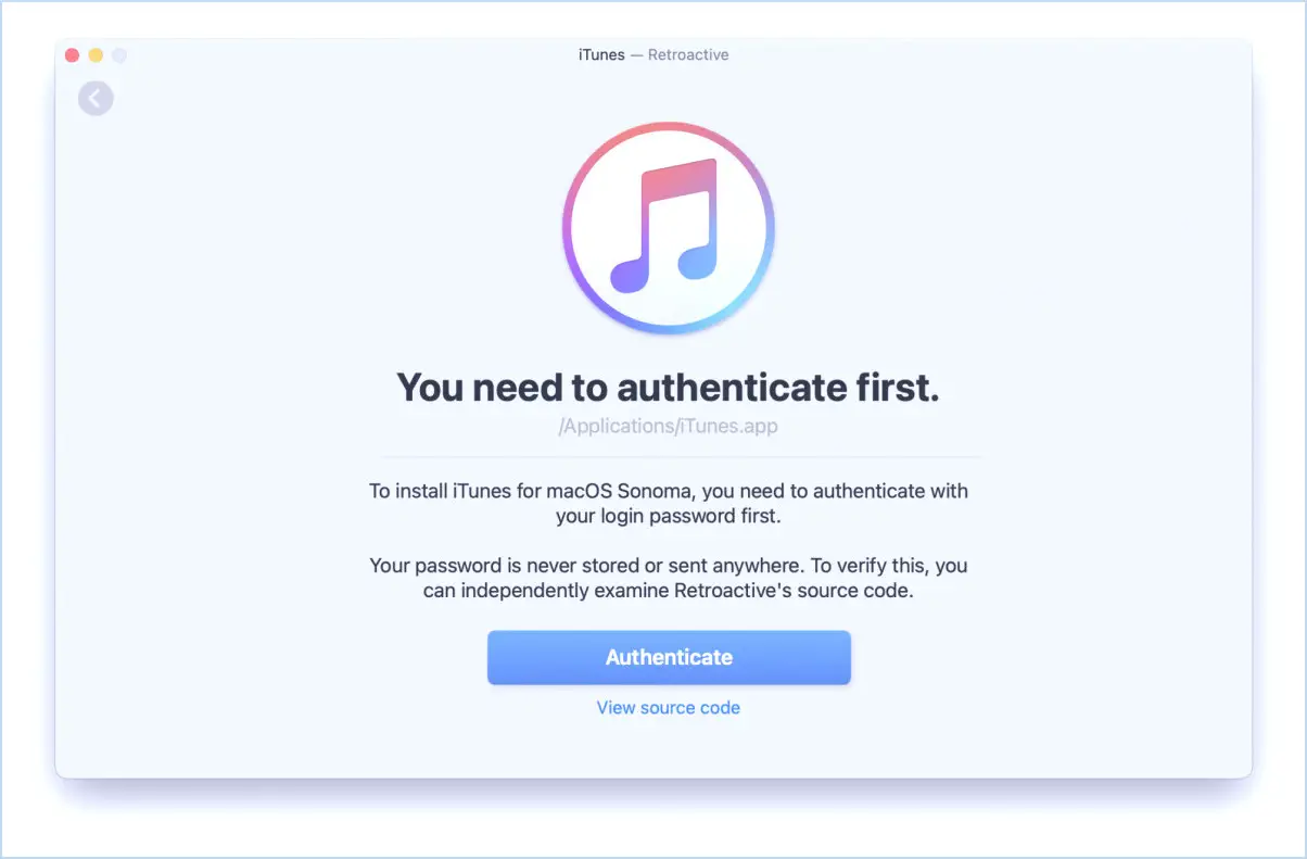 Installation iTunes sur macOS Sonoma avec rétroactif