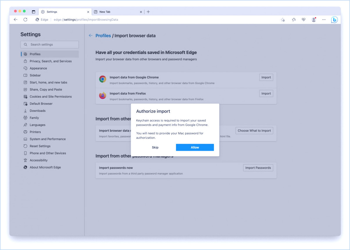 Comment importer des données de navigateur Chrome dans Microsoft Edge