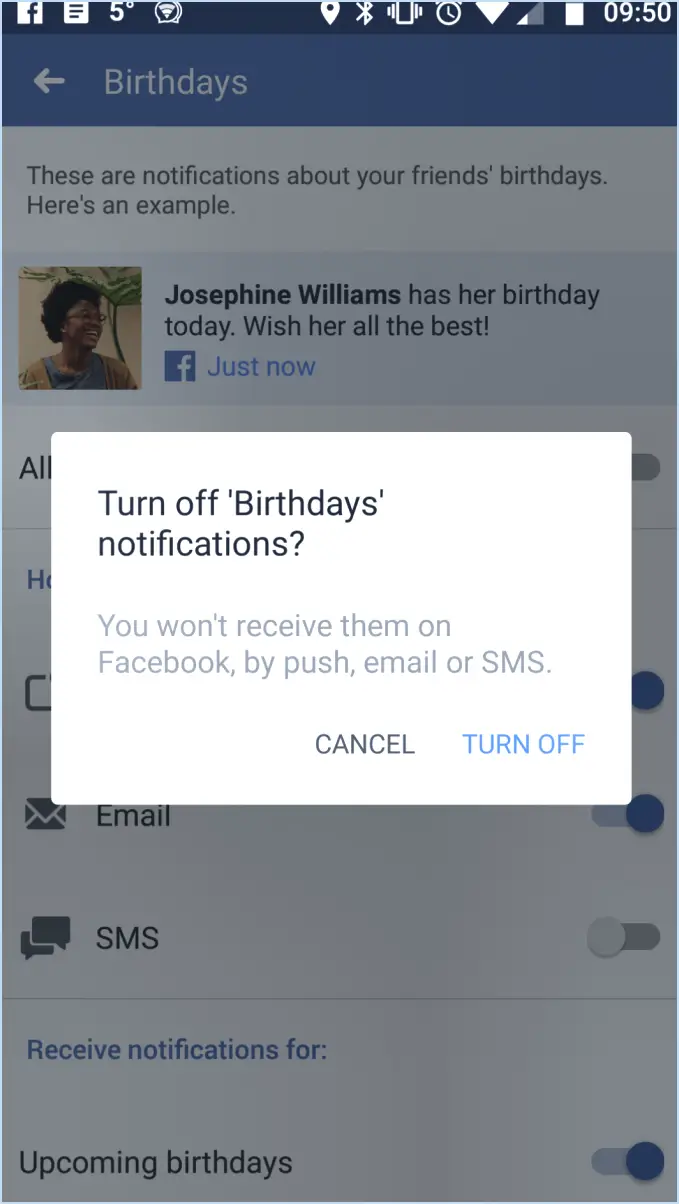 Comment désactiver la notification d'anniversaire sur Facebook?