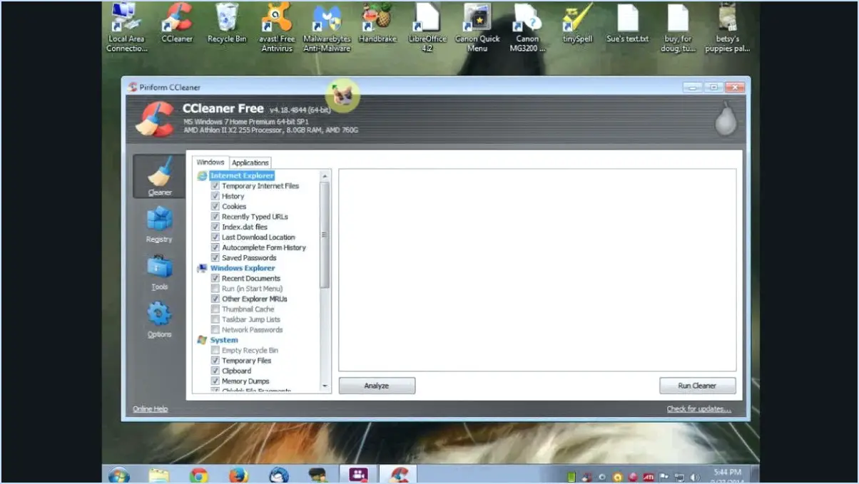 Comment désactiver la surveillance active de ccleaner sous windows?