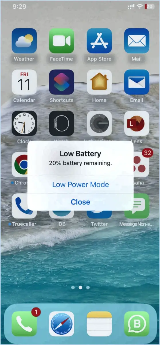 Comment désactiver l'alerte de batterie faible sur l'iphone?