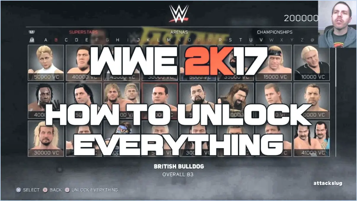 Comment faire pour tout débloquer dans wwe 2k17 xbox 360?