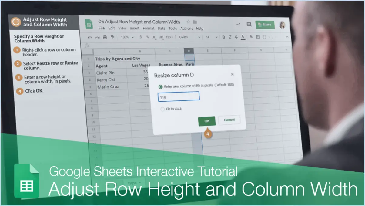 Comment modifier la hauteur des lignes et la largeur des colonnes dans une feuille de calcul Microsoft Excel?