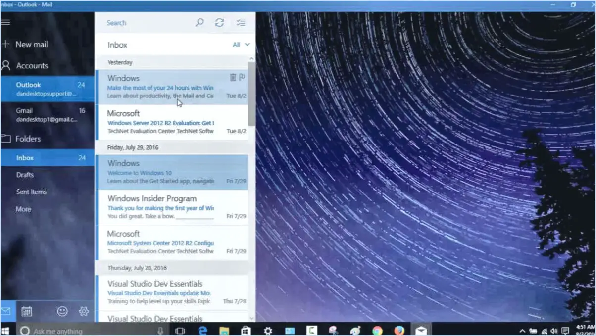 Comment réinstaller l'application mail sous windows 10?