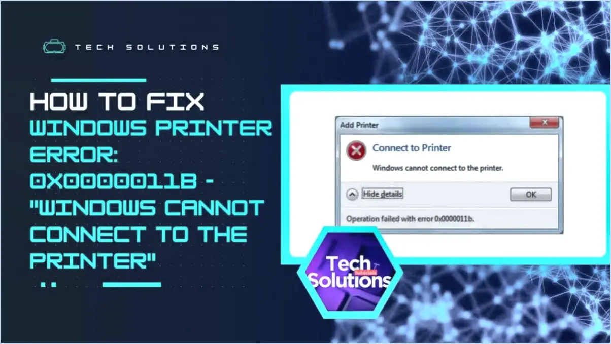 Comment réparer l'erreur d'imprimante Windows 0x0000011b?