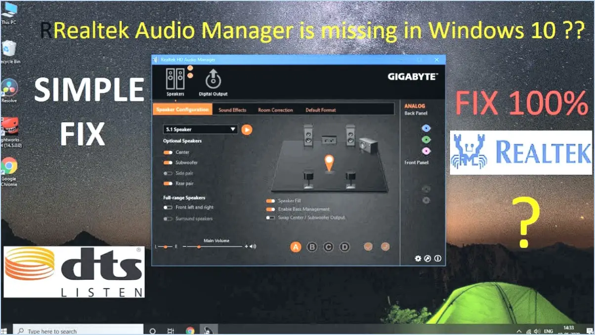 Comment résoudre le problème de l'absence de son de la sortie numérique realtek?