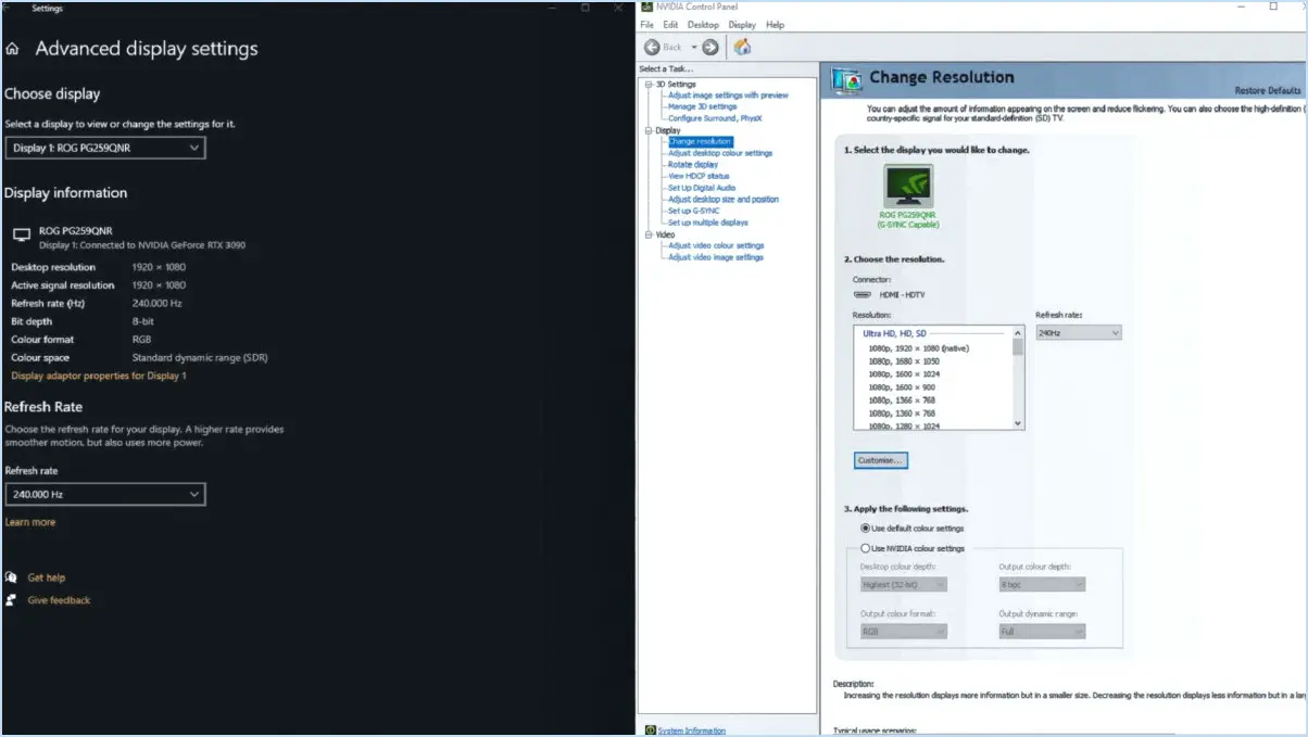 Comment vérifier la fréquence de rafraîchissement du moniteur sous windows 10?