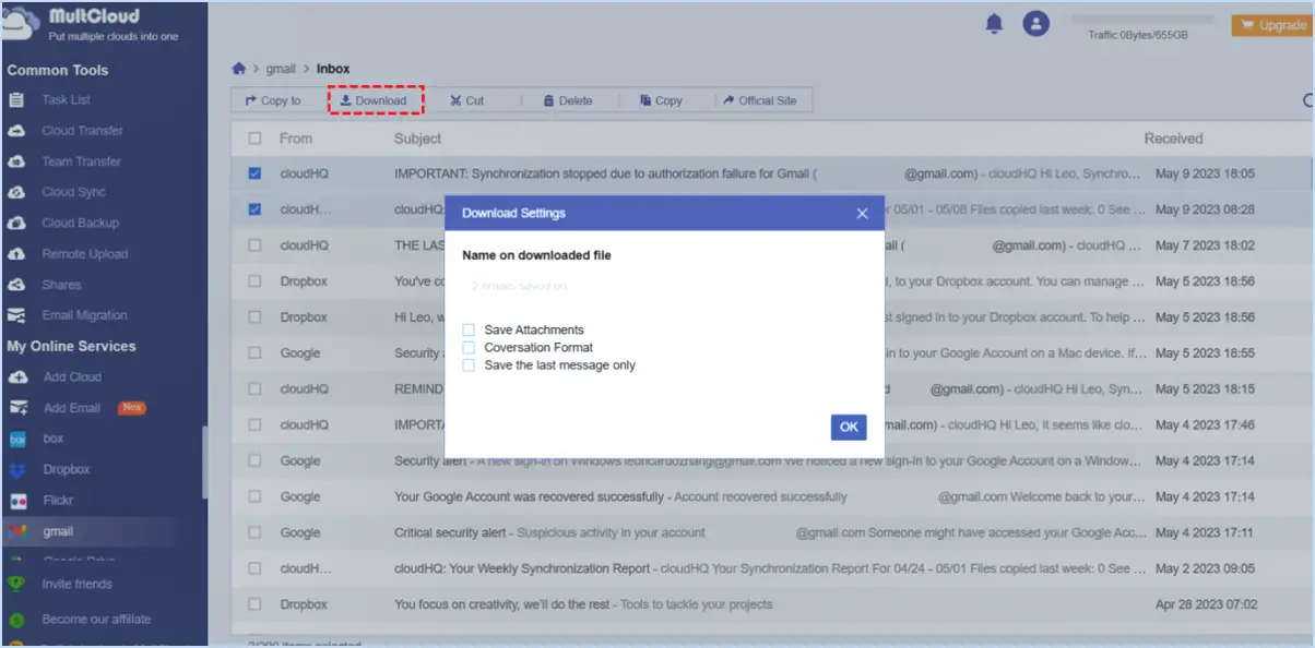 Où sont stockées les données de sauvegarde de Gmail?