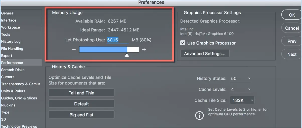 Quel réglage d'image est optimisé pour photoshop 32bit?