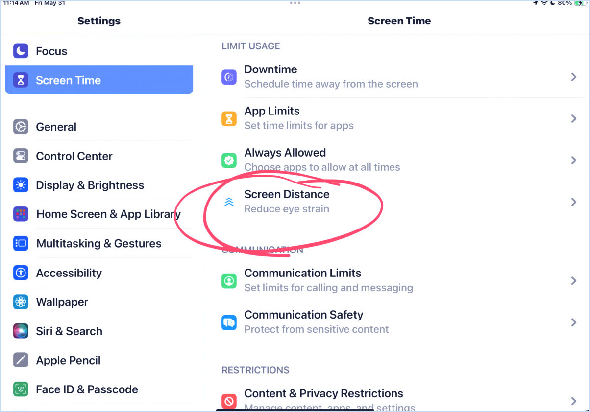 Allumez la distance d'écran sur iPhone, iPad ou Mac
