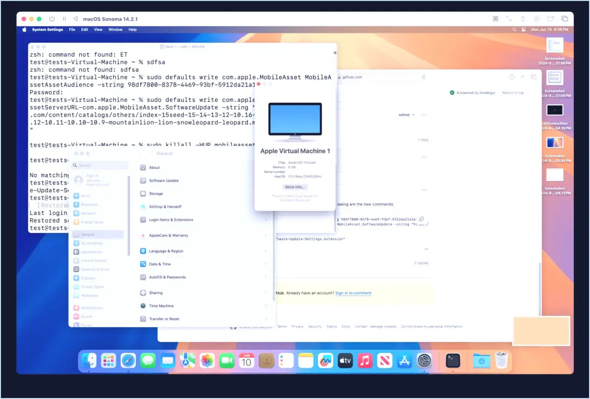 MacOS Sequoia dans une machine virtuelle mise à niveau de MacOS Sonoma