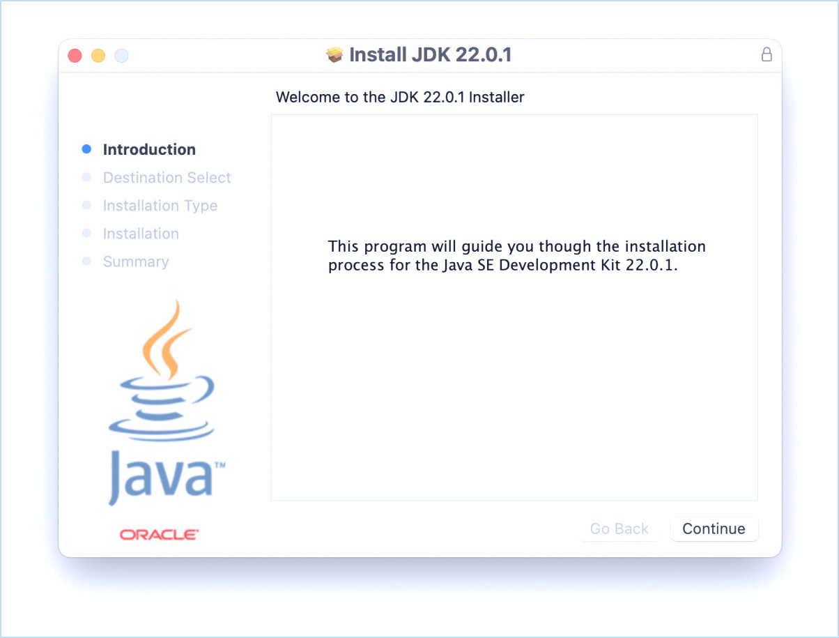 Passez par l'installateur pour Java sur Apple Silicon Mac