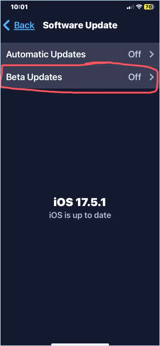 Sélectionnez les mises à jour bêta pour trouver iOS 18 Beta disponible