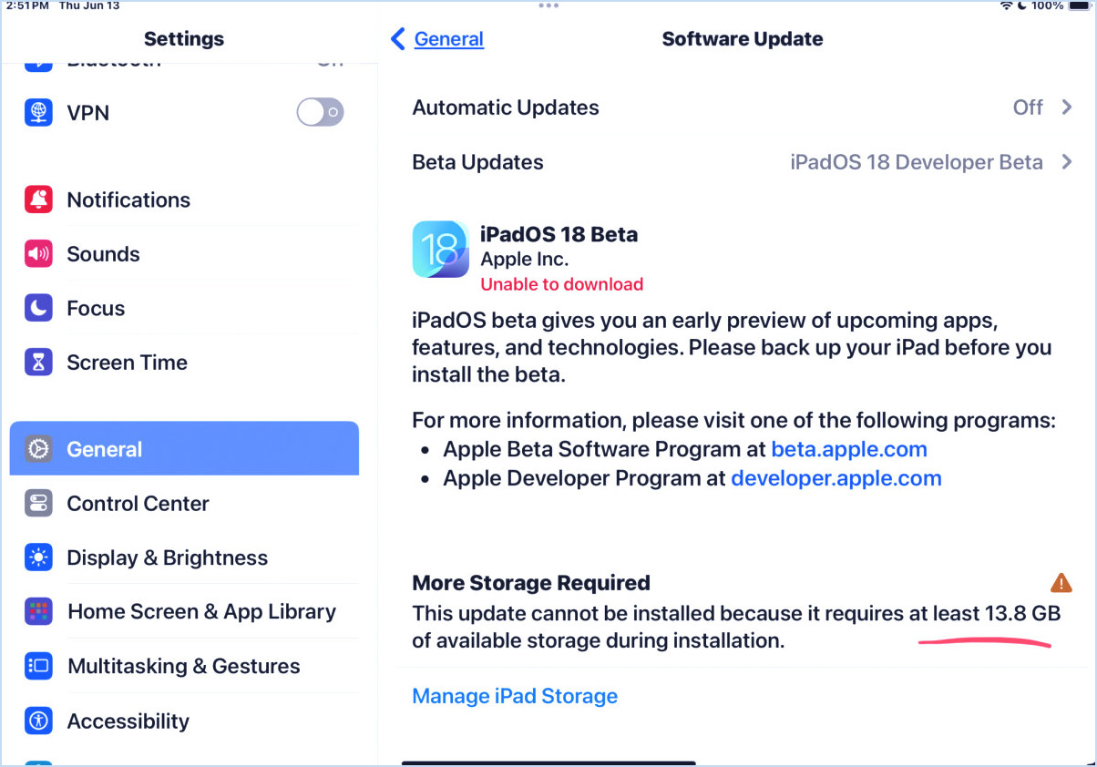 iPados 18 Beta prêt à être installé