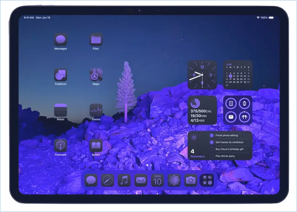 Écran d'accueil iPados 18 avec personnalisations