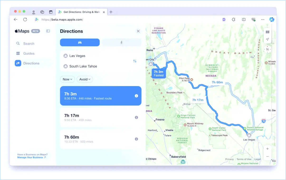 Apple Maps Directions sur le Web