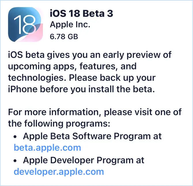 Téléchargement iOS 18 Beta 3