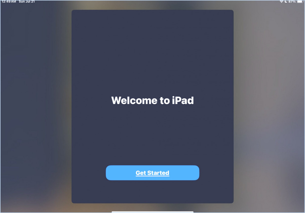Écran de bienvenue iPados 18