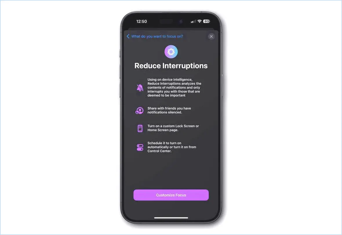 iOS 18.1 Réduire les interruptions