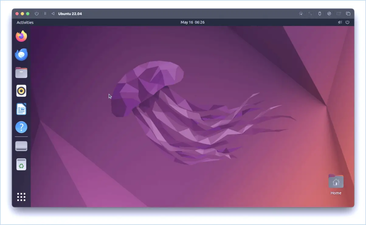 Le bureau Ubuntu fonctionnant dans une VM UTM