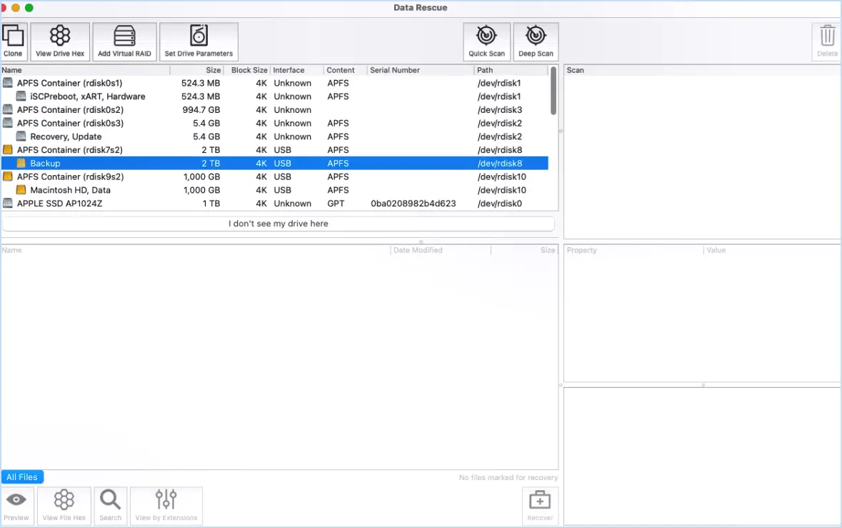 Datarescue6 4 Le menu Advanced Tools dans Data Rescue 6