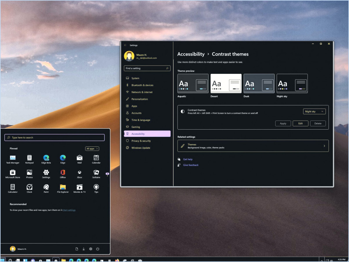 Comment activer les thèmes à fort contraste dans windows 11?