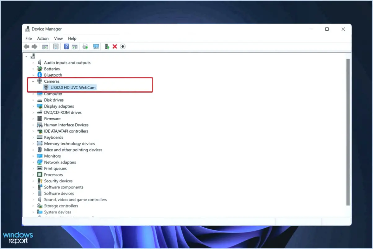 Comment mettre à jour le pilote de l'appareil photo sous windows 11?