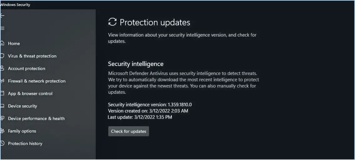 Comment mettre à jour manuellement windows defender dans windows 10?