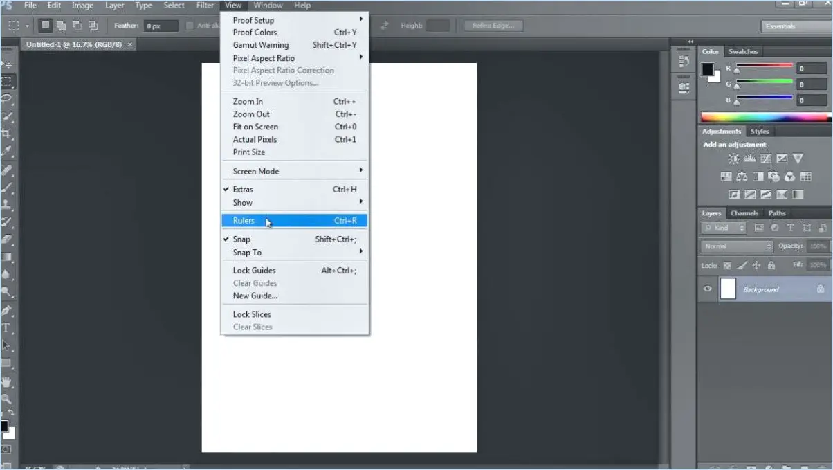 Comment rendre la règle visible dans photoshop?