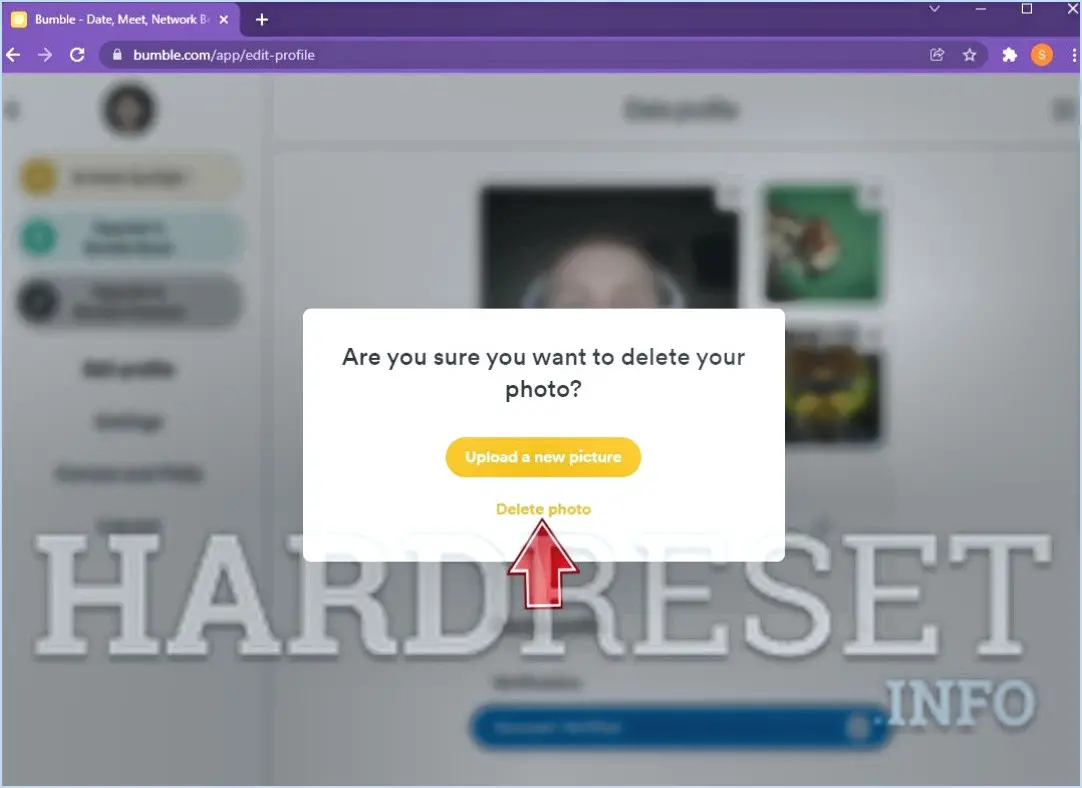 Comment supprimer des photos sur bumble?