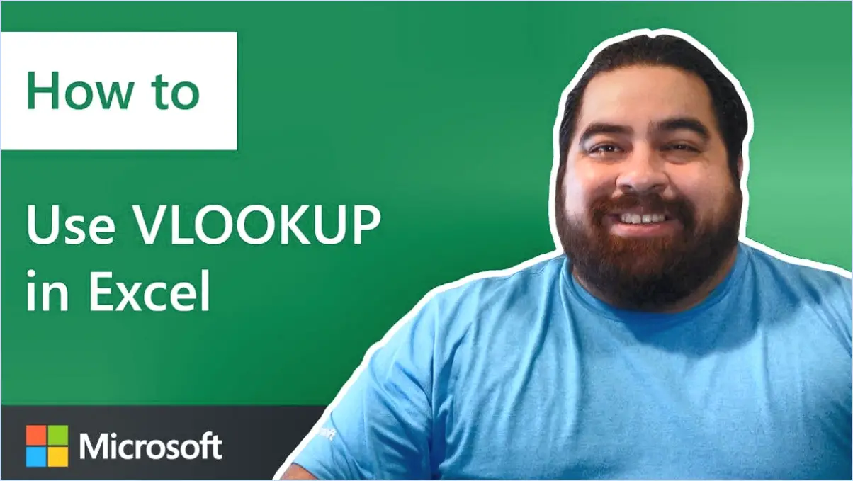 Comment utiliser vlookup dans excel?