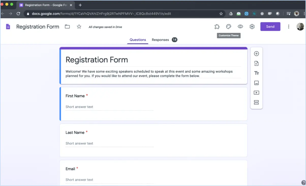 Google Forms : Ajouter un thème?