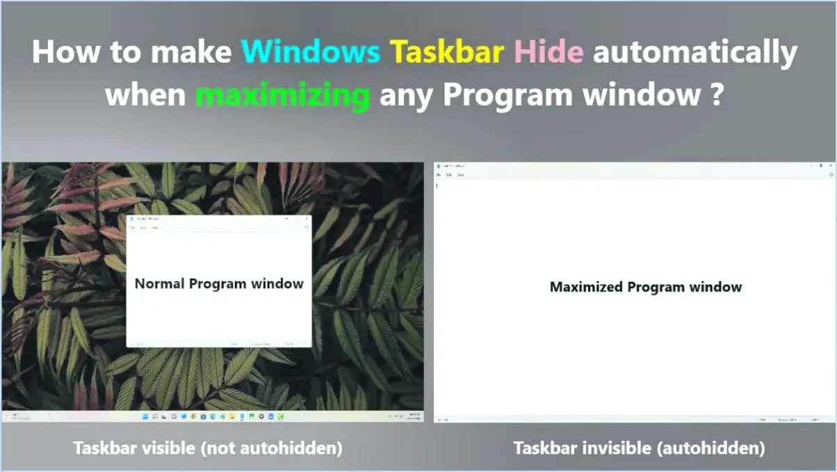 La barre des tâches se cache-t-elle automatiquement lorsque la fenêtre est maximisée dans Windows 10?