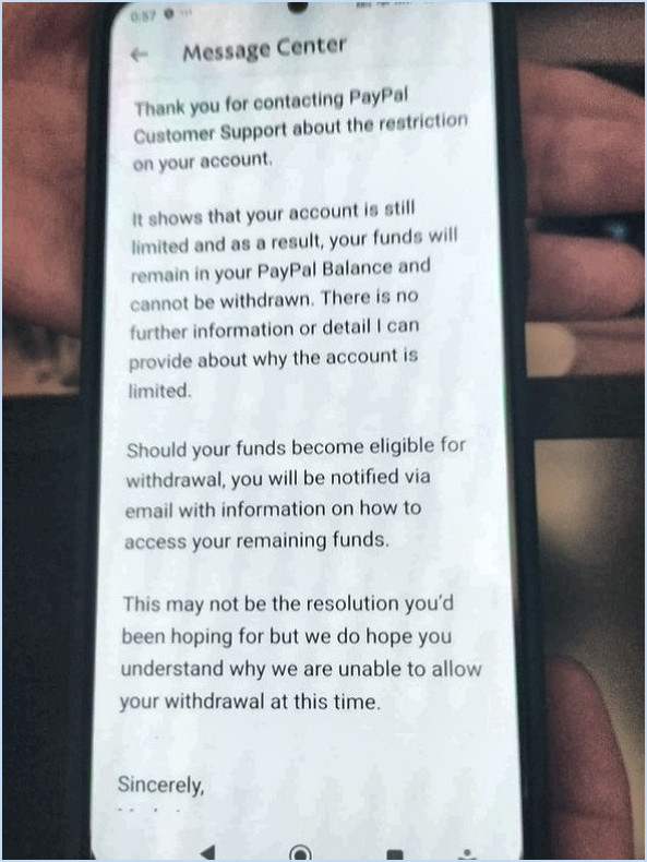 Pourquoi mon compte PayPal a-t-il été limité de façon permanente?