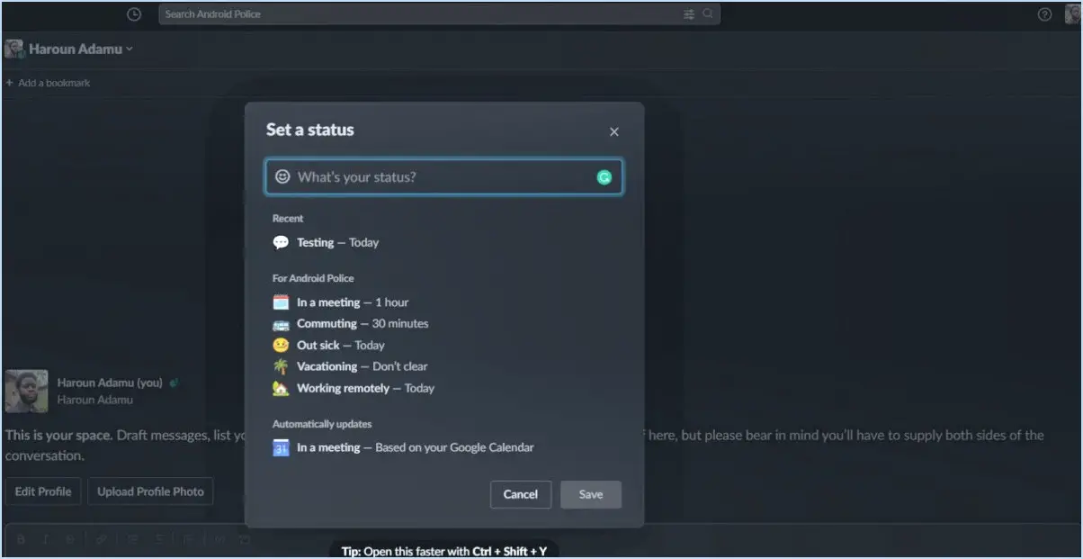 Slack : Comment configurer votre statut?