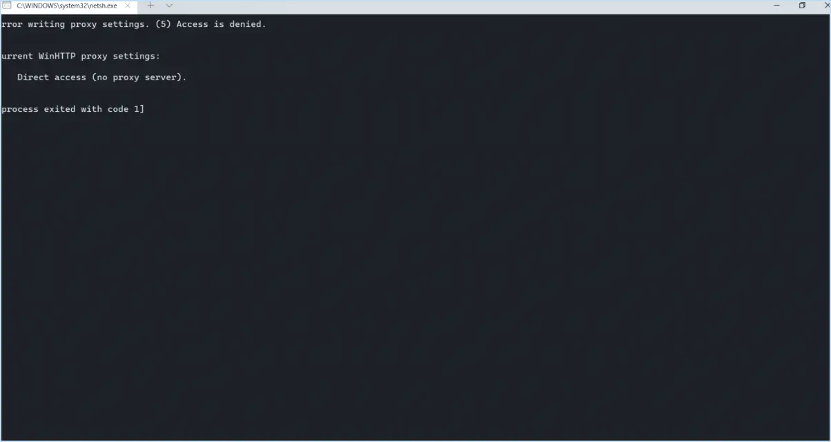 Windows 11 : Erreur d'écriture des paramètres du proxy?