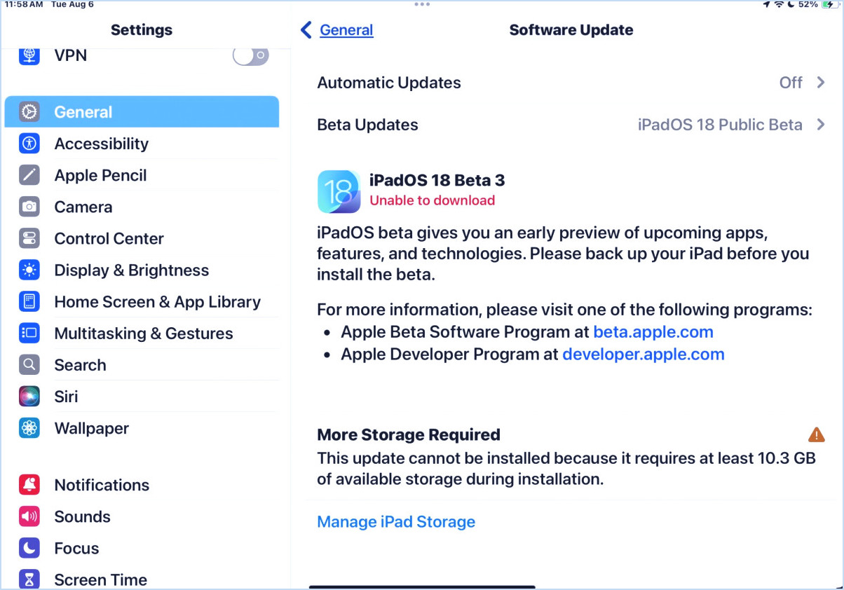 Beta publique 3 d'IOS 18 et iPados 18