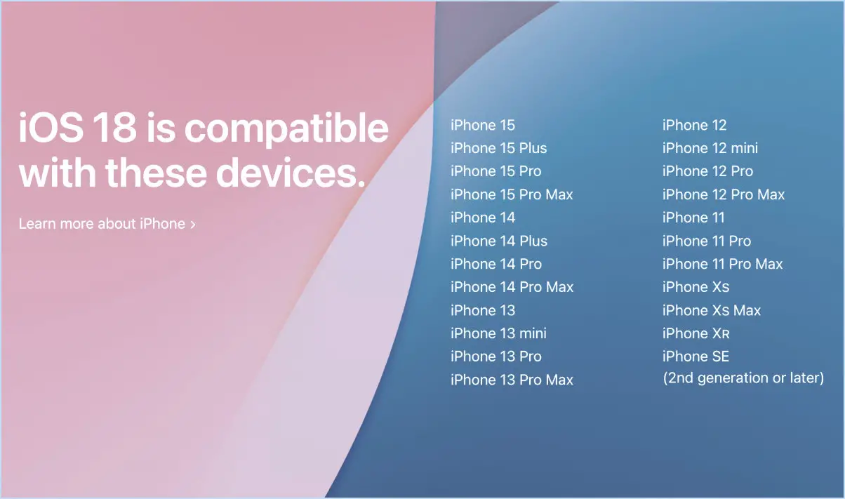 Liste des appareils compatibles iOS 18