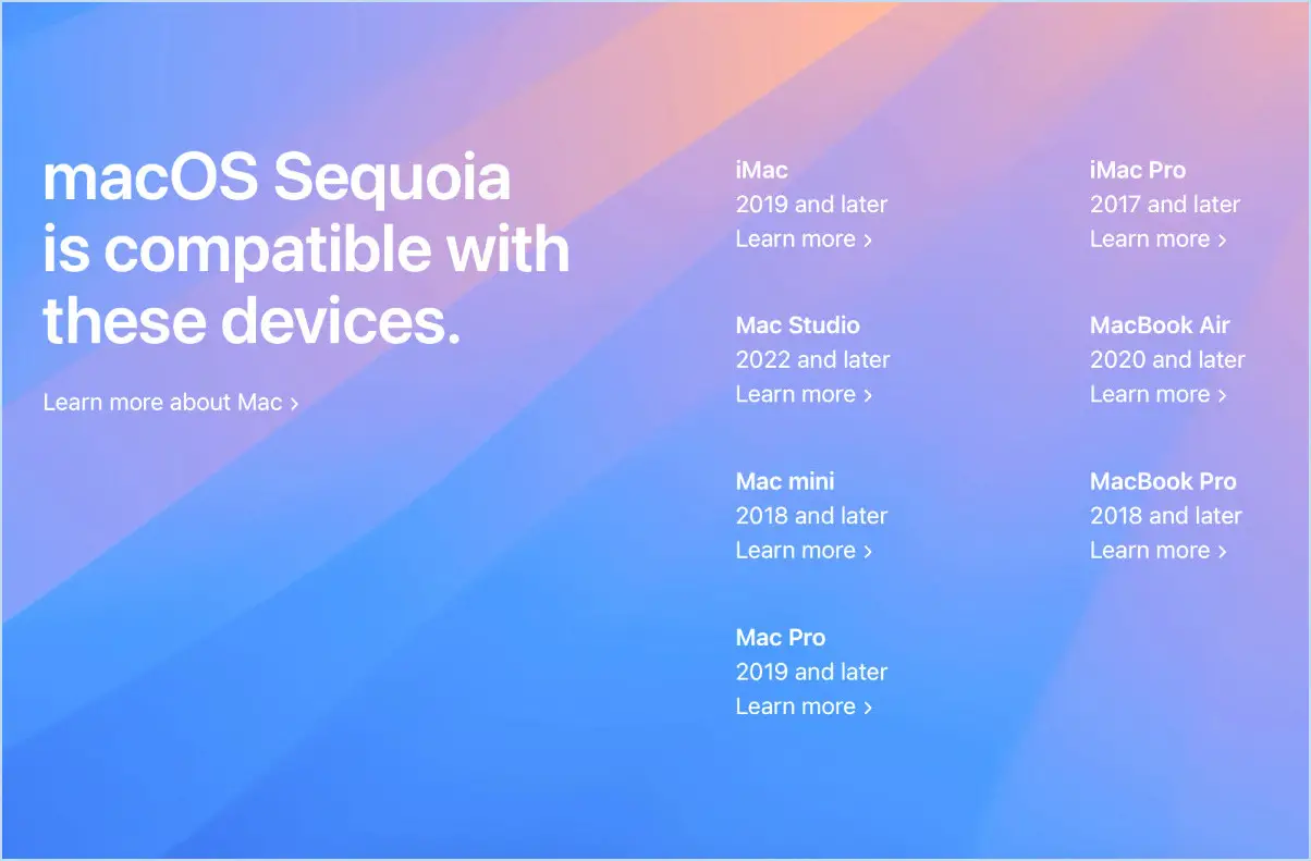 Liste Mac compatible MacOS Sequoia